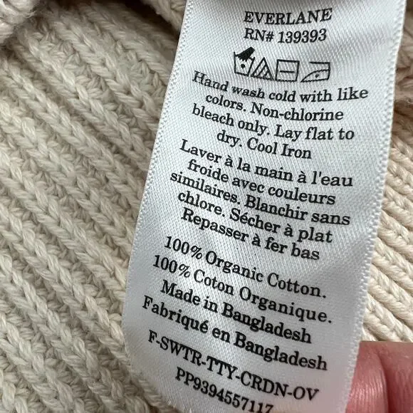 Everlane Boxy Cardigan Organic Everyday Cotton Medium Canvas White Sweater VNeck - Picture 6 of 8
